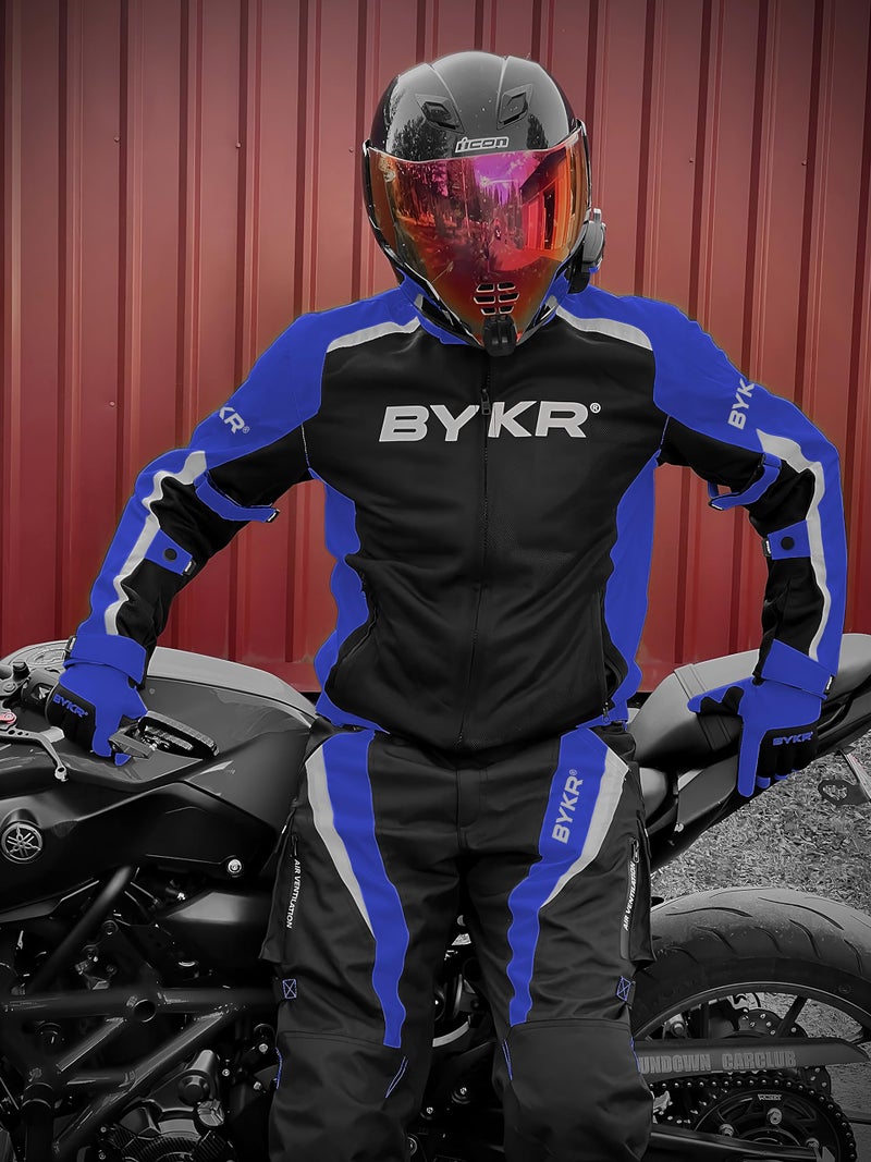 BYKR Motorcycle Pants for Men & Women Armored Cordura Overpants Enduro ATV Dual Sports Motocross Cargo Touring Adventure Pant (42WX34L  Blue) - Image 4